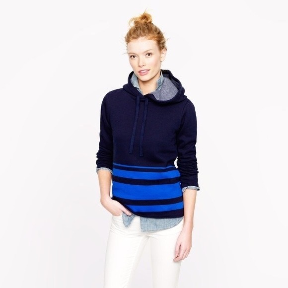 J. Crew Tops - J. Crew Navy and Blue Striped Hoodie